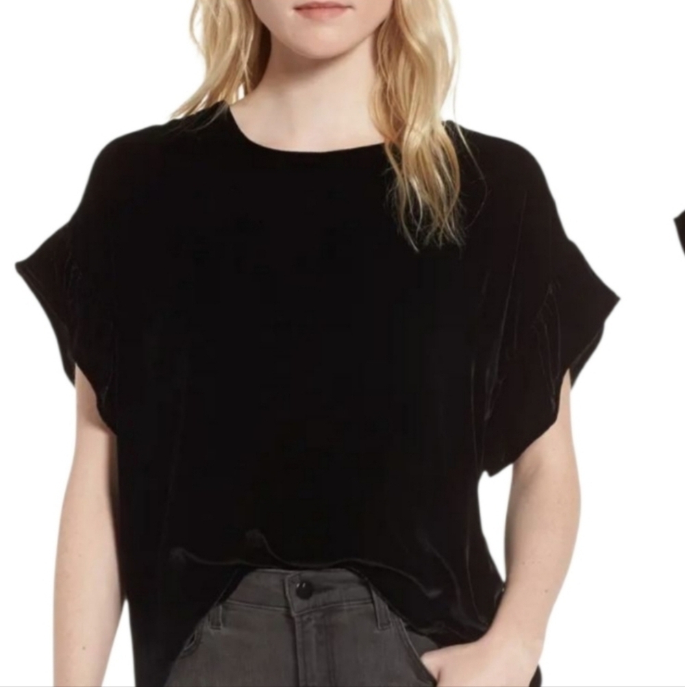Current/Elliott The Janie Black Velvet Top Size 1 (US 2–4)